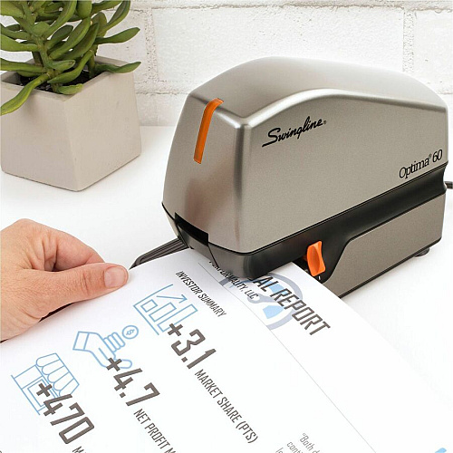 Swingline Optima 60 Electric Stapler Staples Upto 60 Sheet - Silver - 1 Each (48210A)