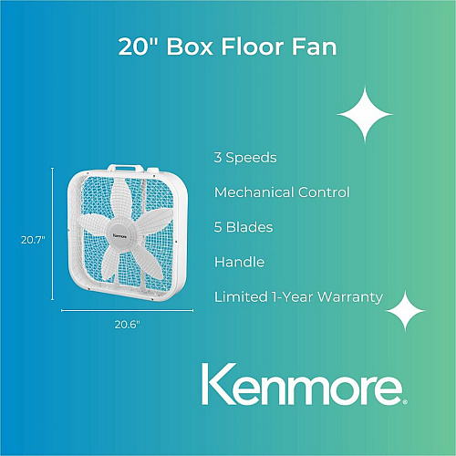 ESM Box Floor Fan 3 Speed - White (KM60048WH)