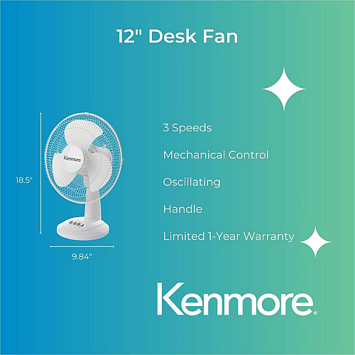 ESM Oscillating Fan 3 Speed - Oscillating, Air Circulation - White (KM60007WH)
