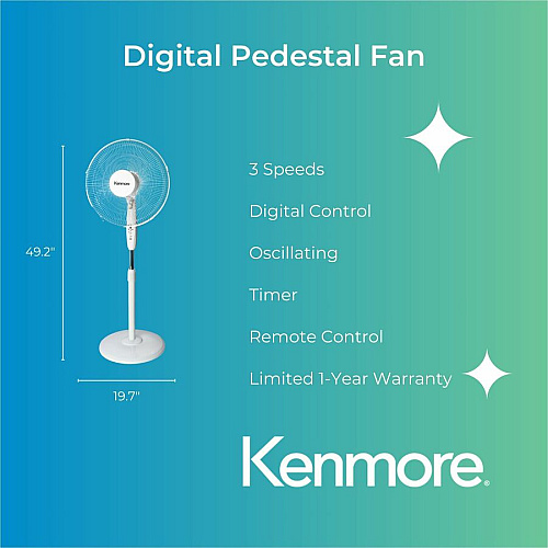 ESM 12" Pedestal Fan 3 Speed - White (KM60035WH)