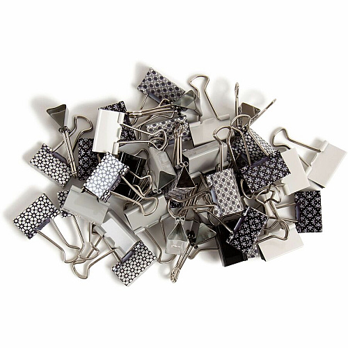 U Brands Binder Clip Medium - 1" Width - 145 Sheet Capacity - for Paperwork, Paper, Office, Home, School, Document, Notes, File, Assignment - Acid-free, Non-magnetic, Durable, Non-slip Grip - Assorted, Silver, White, Black - Steel, Metal - 36  (3607U0624)