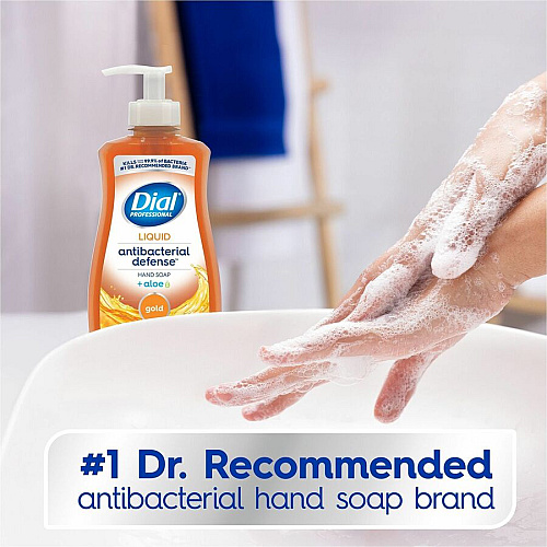 Dial Professional Antibacterial Defense Liquid Hand Soap Fresh Scent, Aloe Vera Scent - Pump Dispenser - Bacteria Remover - Hand, Household, Skin - Antibacterial - Gold - Recycled - Cruelty-free, Paraben-free, Phthalate-free, Silicone-free, Sulfat (35470)
