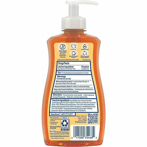 Dial Professional Antibacterial Defense Liquid Hand Soap Fresh Scent, Aloe Vera Scent - Pump Dispenser - Bacteria Remover - Hand, Household, Skin - Antibacterial - Gold - Recycled - Cruelty-free, Paraben-free, Phthalate-free, Silicone-free, Sulfat (35470)