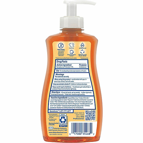 Dial Professional Antibacterial Defense Liquid Hand Soap Fresh Scent, Aloe Vera Scent - Pump Dispenser - Bacteria Remover - Hand, Household, Skin - Antibacterial - Gold - Recycled - Cruelty-free, Paraben-free, Phthalate-free, Silicone-free, Sulfat (35470)