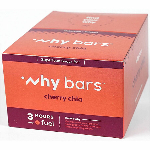 Why Bars Superfood Protein Snack Bars Gluten-free, Dairy-free, Soy-free, Non-GMO, Individually Wrapped - Cherry Chia - 2.04 oz - 12 / Pack (WB4)