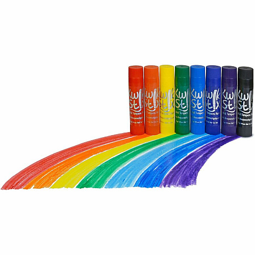 Kwik Stix Kwik Stix Tempera Paint/Paper Set Stick - Red, Orange, Yellow, Green, Light Blue, Dark Blue, Purple, Black - Washable - 96/Set - 1 Each (698)
