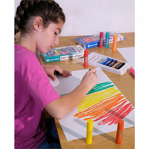 Kwik Stix Kwik Stix Tempera Paint/Paper Set Stick - Red, Orange, Yellow, Green, Light Blue, Dark Blue, Purple, Black - Washable - 96/Set - 1 Each (698)