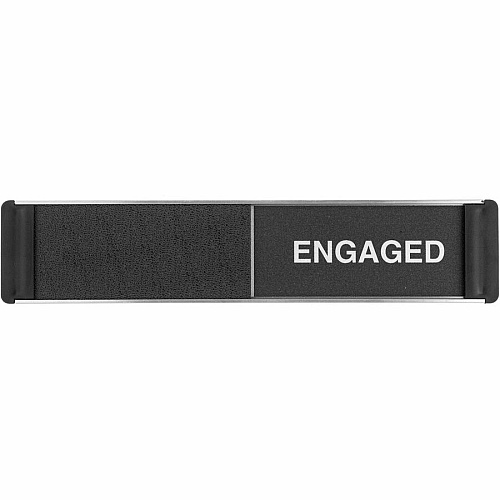 Stewart Superior Sliding Information Sign Print/Message "Free/Engaged" - 8.9" Width x 2" Height - Rectangular Shape - Door - Self-adhesive - Office - Aluminum, Polyvinyl Chloride (PVC) - Black, Silver - 1 Each (OF135)