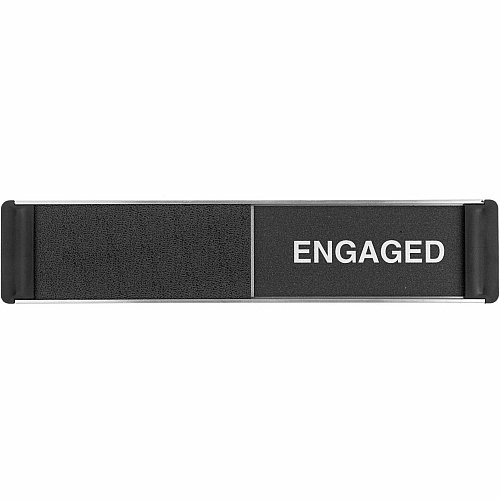 Stewart Superior Sliding Information Sign Print/Message "Free/Engaged" - 8.9" Width x 2" Height - Rectangular Shape - Door - Self-adhesive - Office - Aluminum, Polyvinyl Chloride (PVC) - Black, Silver - 1 Each (OF135)