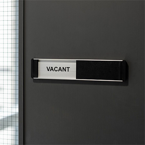 Seco Door Signs Print/Message "Vacant" , "Engaged" - 10" Width x 2" Height - Door-mountable - Self-adhesive - Display, Meeting, Room - Aluminum, Polyvinyl Chloride (PVC) - Multicolor - 1 Each (OF142)