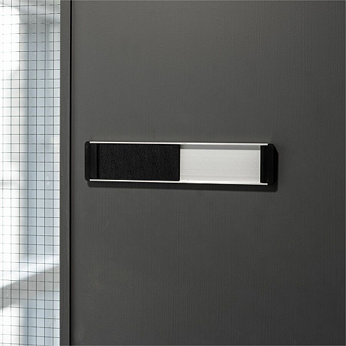 Seco Door Signs Print/Message "Meeting In Progress" - 10" Width x 2" Height - Door-mountable - Self-adhesive - Display, Meeting, Room - Aluminum, Polyvinyl Chloride (PVC) - Multicolor - 1 Each (OF141)