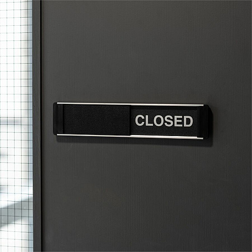 Seco Door Signs Print/Message "Open/Closed" - 10" Width x 2" Height - Door-mountable - Self-adhesive - Display, Meeting, Room - Aluminum, Polyvinyl Chloride (PVC) - Multicolor - 1 Each (OF140)