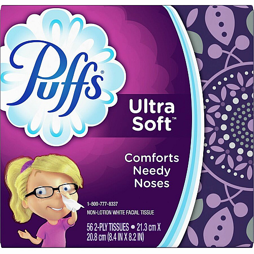 Puffs Ultra Soft Facial Tissue 2 Ply - 8.20" Width x 8.40" Length - White - 56/Box - 24 / Carton (35038CT)