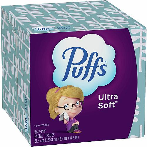 Puffs Ultra Soft Facial Tissue 2 Ply - 8.20" Width x 8.40" Length - White - 56/Box - 24 / Carton (35038CT)