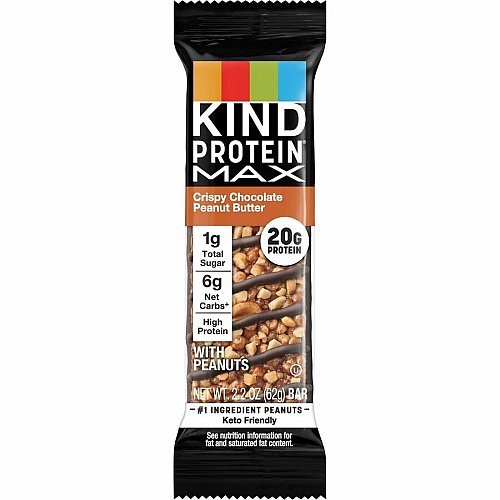 KIND Protein MAX Snack Bars High-fiber, Gluten-free, Individually Wrapped - Chocolate, Peanut Butter - 1 - 12 / Box (43470)
