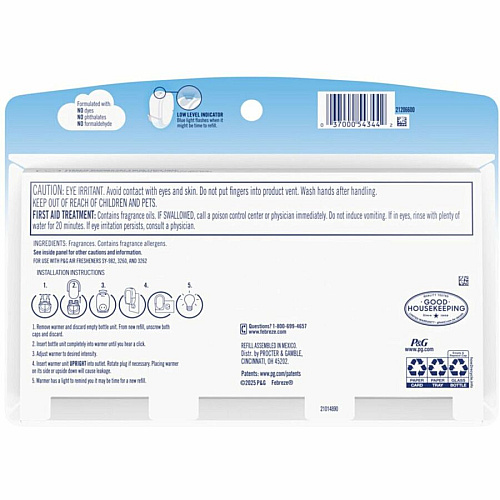 Febreze Plug Linen/Sky Oil Refill Oil - 0.8 fl oz (0 quart) - Linen & Sky - 50 Day - 3 / Pack (13846)