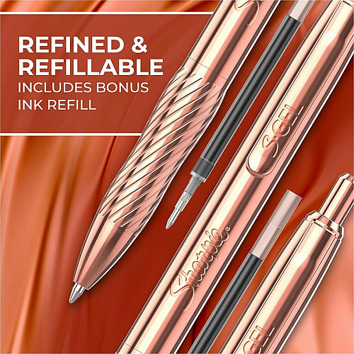 Sharpie S-Gel Pens 0.7 mm Medium Pen Point - Refillable - Black Ink - Copper Plated Brass Metal Alloy Barrel - 1 / Pack (2214552)