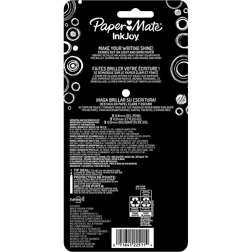 Paper Mate InkJoy Gel Pens 0.8 mm Medium Pen Point - Assorted Ink - Gel-based - Assorted Barrel - 3 / Pack (2173763)