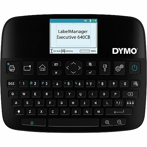 Dymo LabelManager Executive 640 CB Kits Thermal Transfer - 0.79 in/s Mono - Tape - 0.24" , 0.35" , 0.47" , 0.75" , 0.94" - 1" Screen - Battery - Lithium Ion (Li-Ion) - Battery Included - Black - Handheld - Handheld, PC, Mac - Ergonomic Design -  (2202121)