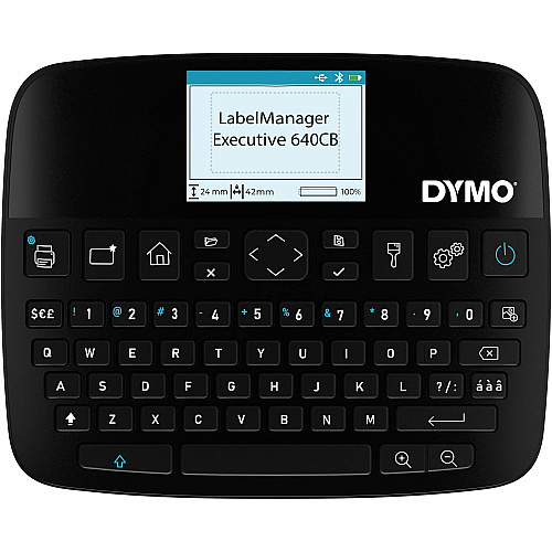Dymo LabelManager Executive 640 CB Kits Thermal Transfer - 0.79 in/s Mono - Tape - 0.24" , 0.35" , 0.47" , 0.75" , 0.94" - 1" Screen - Battery - Lithium Ion (Li-Ion) - Battery Included - Black - Handheld - Handheld, PC, Mac - Ergonomic Design -  (2202121)