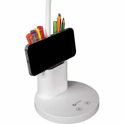 OttLite Rechargeable LED Lamp w/Phone Holder LED Bulb - Rechargeable Battery, USB Charging, Flexible Neck, ClearSun LED, Adjustable Height, Adjustable Angle - Desk Mountable - White - for Desk, Dining Room, Craft Area, Work Area - 1 Each (CSR1600CSHPR)
