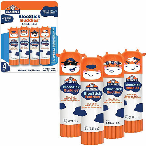 Elmer's Disappearing Color School Glue Sticks 0.21 oz - Blue - 4 / Pack (2213740)
