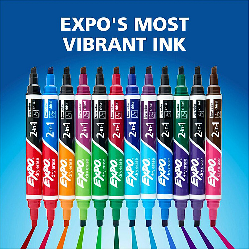 Expo 2-in-1 Dry Erase Markers Chisel Marker Point - Erasable - Assorted Ink/ - 8 / Pack (1944658A)