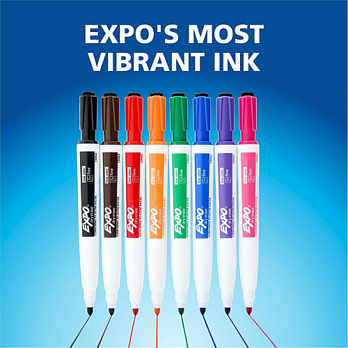 Expo Eraser Cap Fine Magnetic Dry Erase Markers Fine Marker Point - Erasable - Assorted Ink/ - 8 / Pack (1944748A)