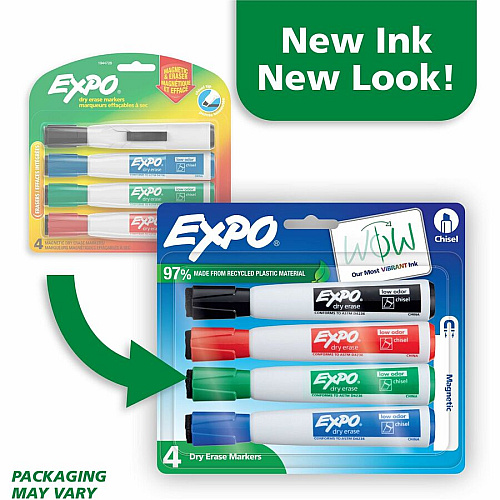 Expo Magnetic Dry-erase Marker Chisel Marker Point - Erasable - Assorted Ink/ - 4 / Pack (1944728A)