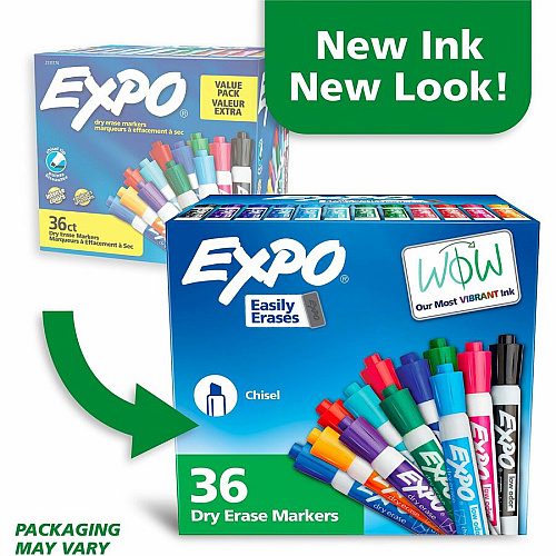 Expo Dry Erase Markers Chisel Marker Point - Erasable - Assorted Ink/ - 36 / Box (2135174A)