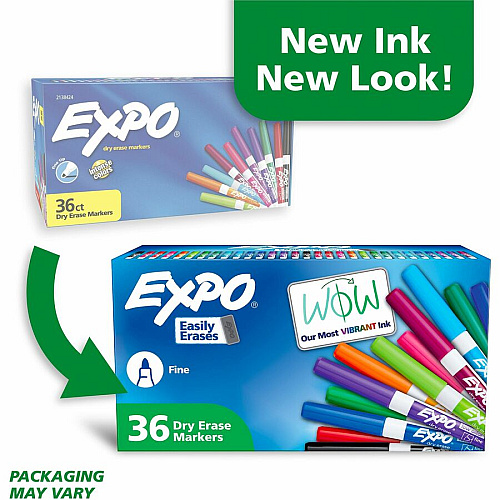 Expo Low-Odor Dry Erase Markers Fine Marker Point - Erasable - Assorted Ink/ - 36 / Box (2138424A)