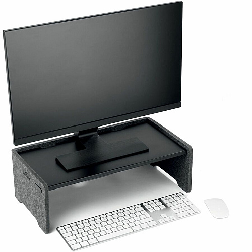 DURABLE Effect Monitor Stand 22.05 lb Load Capacity - 6.38" Height x 19.53" Width x 10.24" Depth - Desk, Table - Metal, Polyethylene Terephthalate (PET) Felt - Charcoal - For Monitor, Notebook - Ergonomic, Storage Space, Cable Management (508158)