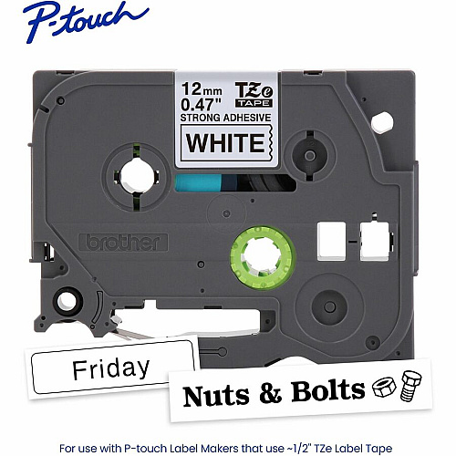 Brother P-touch TZe Laminated Label Tape x 15/32" Width - Tape - White - Polyethylene Terephthalate (PET) - Water Resistant - Laminated - Easy to Read, Temperature Resistant, Customizable, Long Lasting, Peeling Resistant, Fade Resistant - 26.20 (TZES231G)