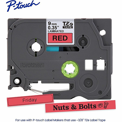 Brother Label Tape x 11/32" Width - Tape - Red - Water Resistant - Laminated - 1 Each (TZE421G)