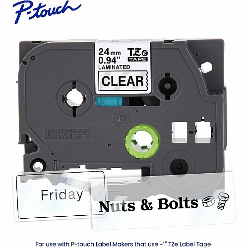 Brother P-Touch Tze Label Tape x 15/16" Width - Tape - Clear - Water Resistant - Laminated - 26.20 ft Roll Length - 1 Each (TZE151G)