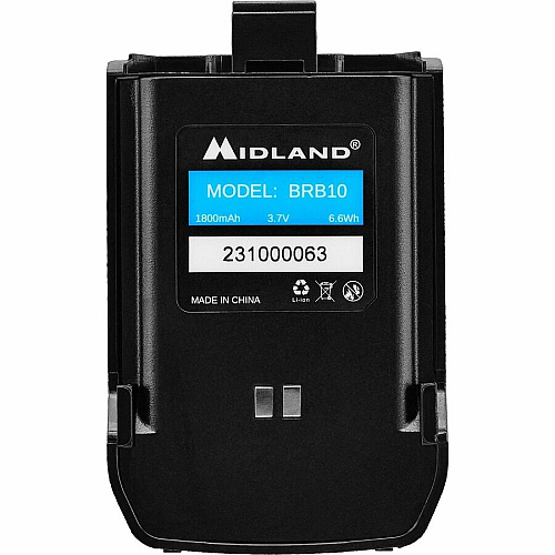 Midland Radio BR10 License-Free Business Radio Built-in Flashlight - Drop Resistant - Lithium Ion (Li-Ion) - Black, Gray - 2 / Each (BR10X2)