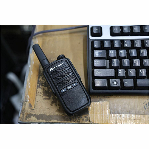 Midland Radio BR10 License-Free Business Radio Built-in Flashlight - Drop Resistant - Lithium Ion (Li-Ion) - Black, Gray - 2 / Each (BR10X2)
