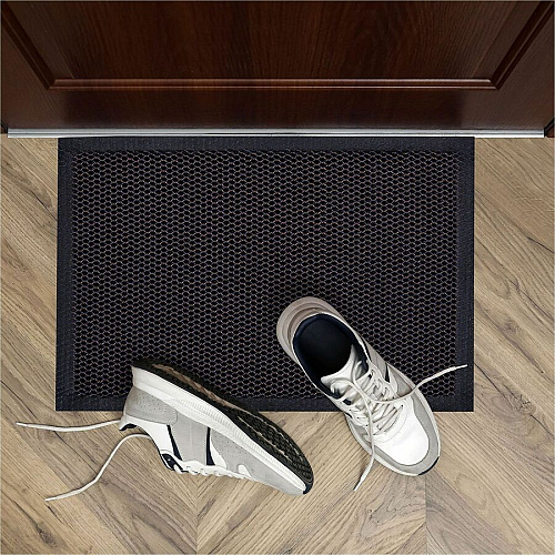 Doortex Meshmat Entrance Mat Entrance, Indoor, Home, Business, Office, Floor - 47" Length x 31" Width x 0.800" Thickness - Rectangular - Mesh - Vinyl - Metallic Blue, Orange - TAA Compliant (NREMFLYV0019)