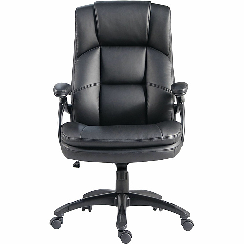 Lorell Black Base High-back Chair PU Leather Seat Material - PU Leather Back Material - High Back - 5-star Base - Black - Leather - Armrest - 1 Each (59435)