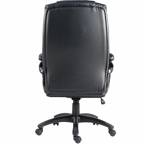 Lorell Black Base High-back Chair PU Leather Seat Material - PU Leather Back Material - High Back - 5-star Base - Black - Leather - Armrest - 1 Each (59435)