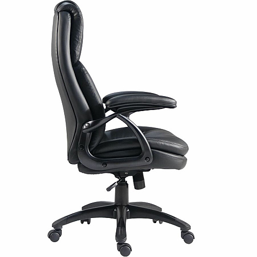 Lorell Black Base High-back Chair PU Leather Seat Material - PU Leather Back Material - High Back - 5-star Base - Black - Leather - Armrest - 1 Each (59435)