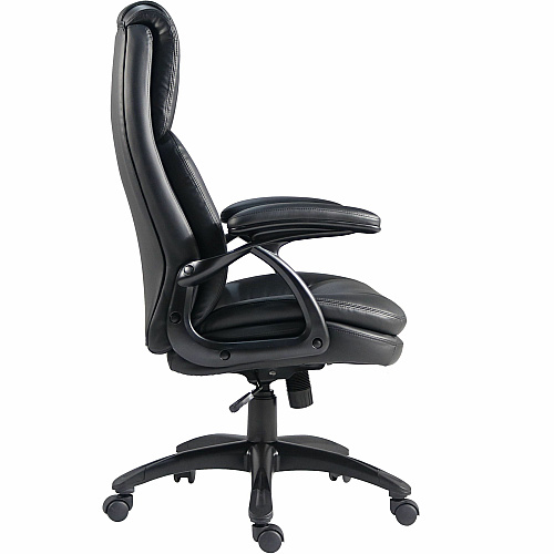 Lorell Black Base High-back Chair PU Leather Seat Material - PU Leather Back Material - High Back - 5-star Base - Black - Leather - Armrest - 1 Each (59435)