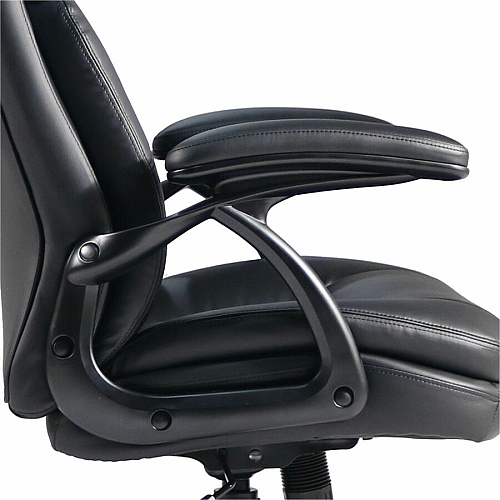 Lorell Black Base High-back Chair PU Leather Seat Material - PU Leather Back Material - High Back - 5-star Base - Black - Leather - Armrest - 1 Each (59435)