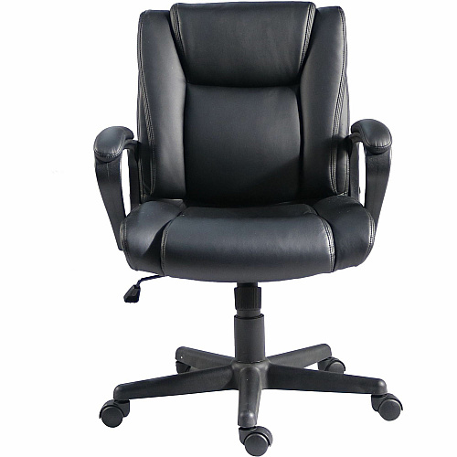 Lorell SOHO Mid-back Chair Mid Back - Black - PU Leather - Armrest - 1 Each (81810)