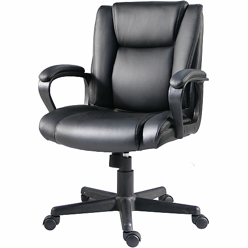 Lorell SOHO Mid-back Chair Mid Back - Black - PU Leather - Armrest - 1 Each (81810)
