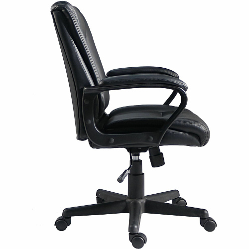 Lorell SOHO Mid-back Chair Mid Back - Black - PU Leather - Armrest - 1 Each (81810)