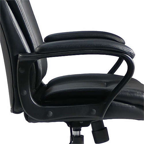 Lorell SOHO Mid-back Chair Mid Back - Black - PU Leather - Armrest - 1 Each (81810)