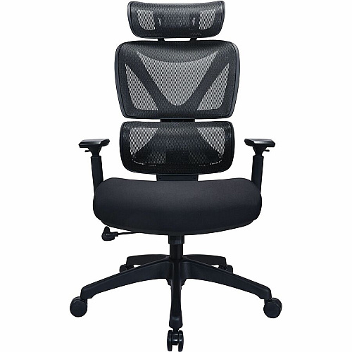 Lorell High-back Mesh Chair Foam, Fabric Seat Material - Mesh Back Material - High Back - 5-star Base - Black - Armrest - 1 Each (84397)