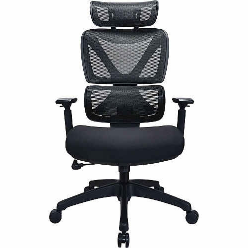 Lorell High-back Mesh Chair Foam, Fabric Seat Material - Mesh Back Material - High Back - 5-star Base - Black - Armrest - 1 Each (84397)