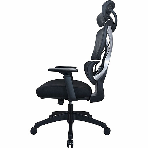 Lorell High-back Mesh Chair Foam, Fabric Seat Material - Mesh Back Material - High Back - 5-star Base - Black - Armrest - 1 Each (84397)